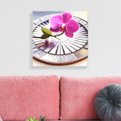 Exquisite rosa Orchideen-Erholungen auf Silberplat Leinwanddruck (Insitu (Wohnzimmer))