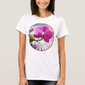 Exquisite rosa Orchideen-Erholungen auf Silberplat T-Shirt (Vorderseite)