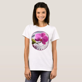 Exquisite rosa Orchideen-Erholungen auf Silberplat T-Shirt