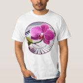 Exquisite rosa Orchideen-Erholungen auf Silberplat T-Shirt (Vorderseite)