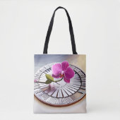 Exquisite rosa Orchideen-Erholungen auf Silberplat Tasche (Vorderseite)