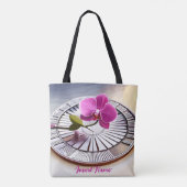 Exquisite rosa Orchideen-Erholungen auf Silberplat Tasche (Rückseite)