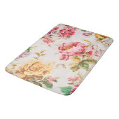 Exquisite Rosa und Gelbe Blumen. Shabby Chic Badematte (Schrägansicht)