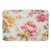 Exquisite Rosa und Gelbe Blumen. Shabby Chic Badematte (Vorderseite)