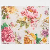 Exquisite Rosa und Gelbe Blumen. Shabby Chic Fleecedecke (Vorderseite (Horizontal))