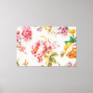 Exquisite Rosa und Gelbe Blumen. Shabby Chic Leinwanddruck