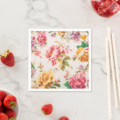 Exquisite Rosa und Gelbe Blumen. Shabby Chic Serviette (Beispiel)