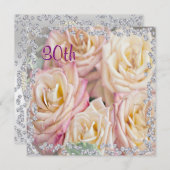 Exquisite Rose & Diamanten 30. Geburtstag Einladung (Vorne/Hinten)