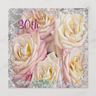 Exquisite Rose & Diamanten 30. Geburtstag Einladung