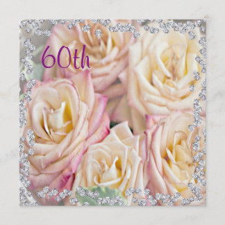 Exquisite Rose & Diamanten 60. Geburtstag Einladung