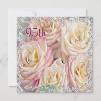 Exquisite Rose & Diamanten 95. Geburtstag Einladung