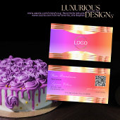 Exquisite Rose Gold Borders Logo QR Code Visitenkarte