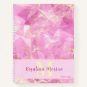 Exquisite Rose Quartz und Gold Monogram Design Notizblock (Vorderseite)