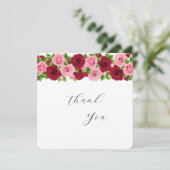 exquisite Rot und Rosa Blumenkarte danke Ihnen (Stehend Vorderseite)