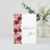 exquisite Rot und Rosa Blumenkarte danke Ihnen Postkarte (Stehend Vorderseite)