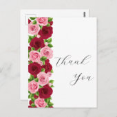exquisite Rot und Rosa Blumenkarte danke Ihnen Postkarte (Vorne/Hinten)