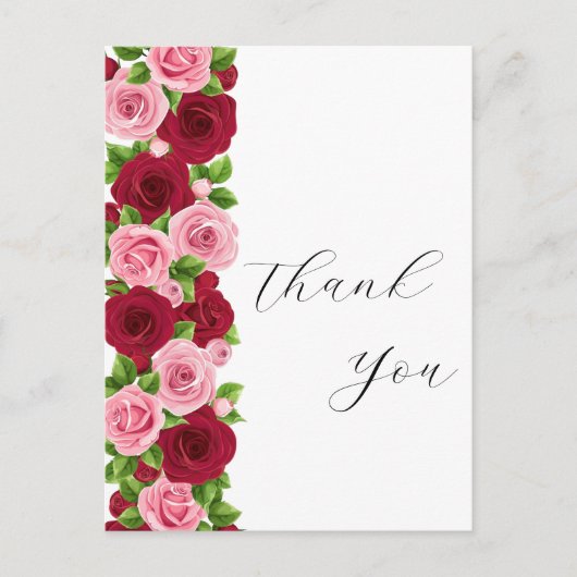 exquisite Rot und Rosa Blumenkarte danke Ihnen Postkarte (Vorderseite)