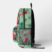 Exquisite Rote Blume und üppige grüne Blätter Bedruckter Rucksack (Rechts)
