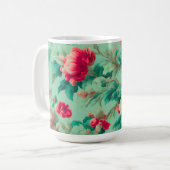 Exquisite Rote Blume und üppige grüne Blätter Kaffeetasse (Vorderseite Links)