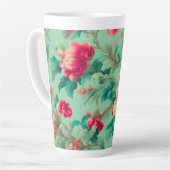 Exquisite Rote Blume und üppige grüne Blätter Milchtasse (Linke Ecke)