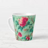 Exquisite Rote Blume und üppige grüne Blätter Milchtasse (Linke Ecke)