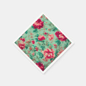 Exquisite Rote Blume und üppige grüne Blätter Serviette (Ecke)