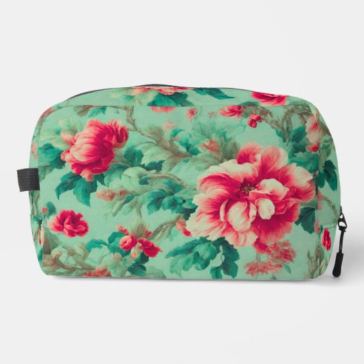 Exquisite Rote Blume und üppige grüne Blätter Waschbeutel (Vorderseite)