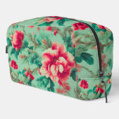 Exquisite Rote Blume und üppige grüne Blätter Waschbeutel (Rechte Ecke)