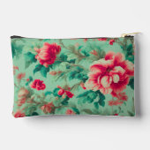 Exquisite Rote Blume und üppige grüne Blätter Zubehörtasche (Rückseite)