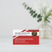 Exquisite rote geometrische Schichten Elektriker Visitenkarte (Stehend Vorderseite)