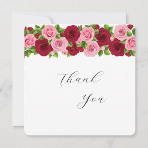exquisite rote und rosa florale Dankeskarte