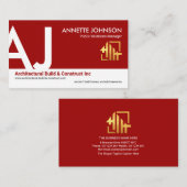 Exquisite, rote, weiße Ebenen Name Monogram Startu Visitenkarte (Vorne/Hinten)