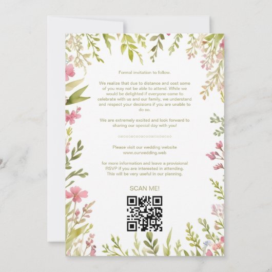 Exquisite Rustic Church Country Spring Frame Save The Date (Rückseite)