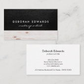 Exquisite schwarze Leder | Holz Visitenkarte (Vorne/Hinten)