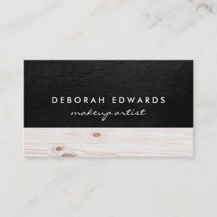 Exquisite schwarze Leder   Holz Visitenkarte