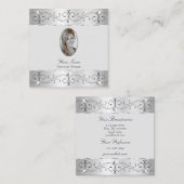 Exquisite Silbergrau Verzierte Ornamente Fotos hin Quadratische Visitenkarte (Vorne/Hinten)