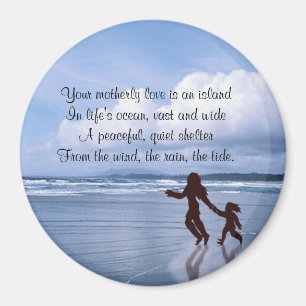 Exquisite Silhouette Mutter & Tochter am Strand Magnet