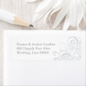 Exquisite Silver Scroll White Wedding Address Labe (Insitu)
