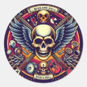 Exquisite Skull and Bones Traditionelle 🎨 Runder Aufkleber (Vorderseite)