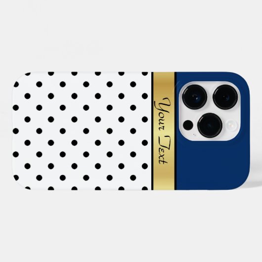Exquisite Sodalite Blue White and Black Polka Dots Case-Mate iPhone Hülle (Rückseite (Horizontal))