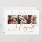 Exquisite Sophisticated Wedding Christmas 3 Photos Save The Date (Vorderseite)