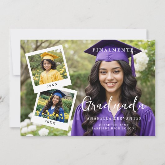 Exquisite Spanish Script Collage 4 Photos Timeline Einladung (Vorderseite)