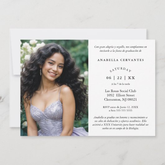 Exquisite Spanish Script Collage 4 Photos Timeline Einladung (Rückseite)