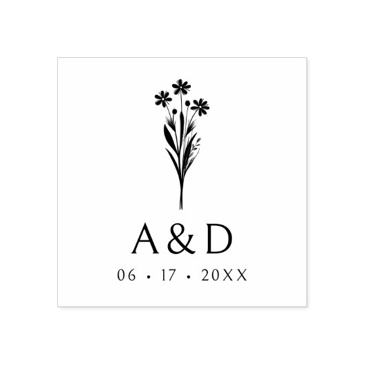 Exquisite Stylish Chic Wedding Bunch Initials Gummistempel (Prägung)