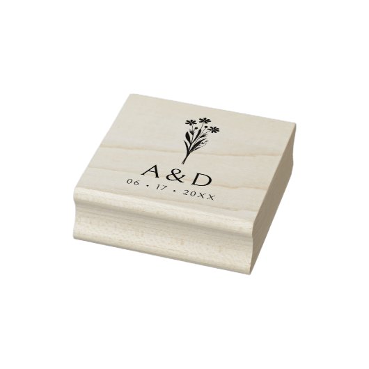 Exquisite Stylish Chic Wedding Bunch Initials Gummistempel (Stempel)
