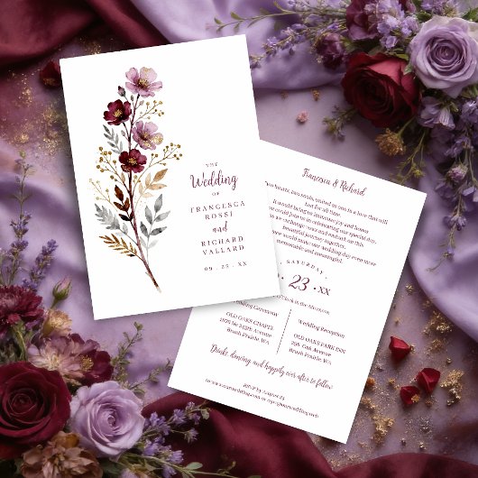Exquisite Stylish Spring Botanical Purple Tones Einladung