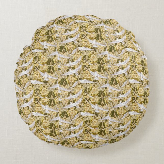 Exquisite Tauben gegen Blumenbilder Rundes Kissen (Vorderseite)