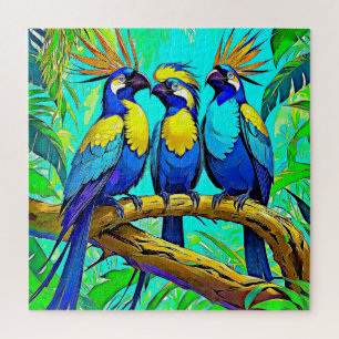 Exquisite tropische Vögel im lebendigen Dschungel Puzzle