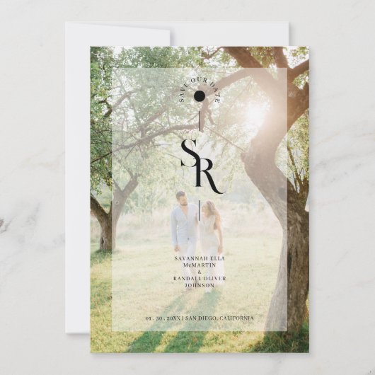 Exquisite Vellum Transparency Minimalist Wedding Save The Date (Vorderseite)
