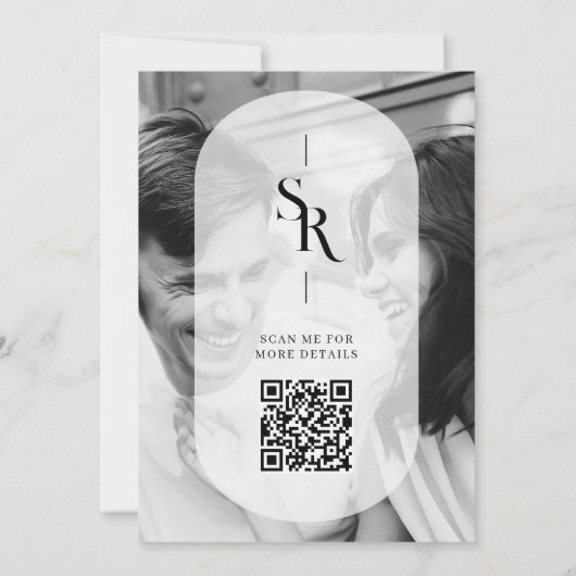 Exquisite Vellum Transparency Schwarz-weiß Initial Save The Date (Rückseite)